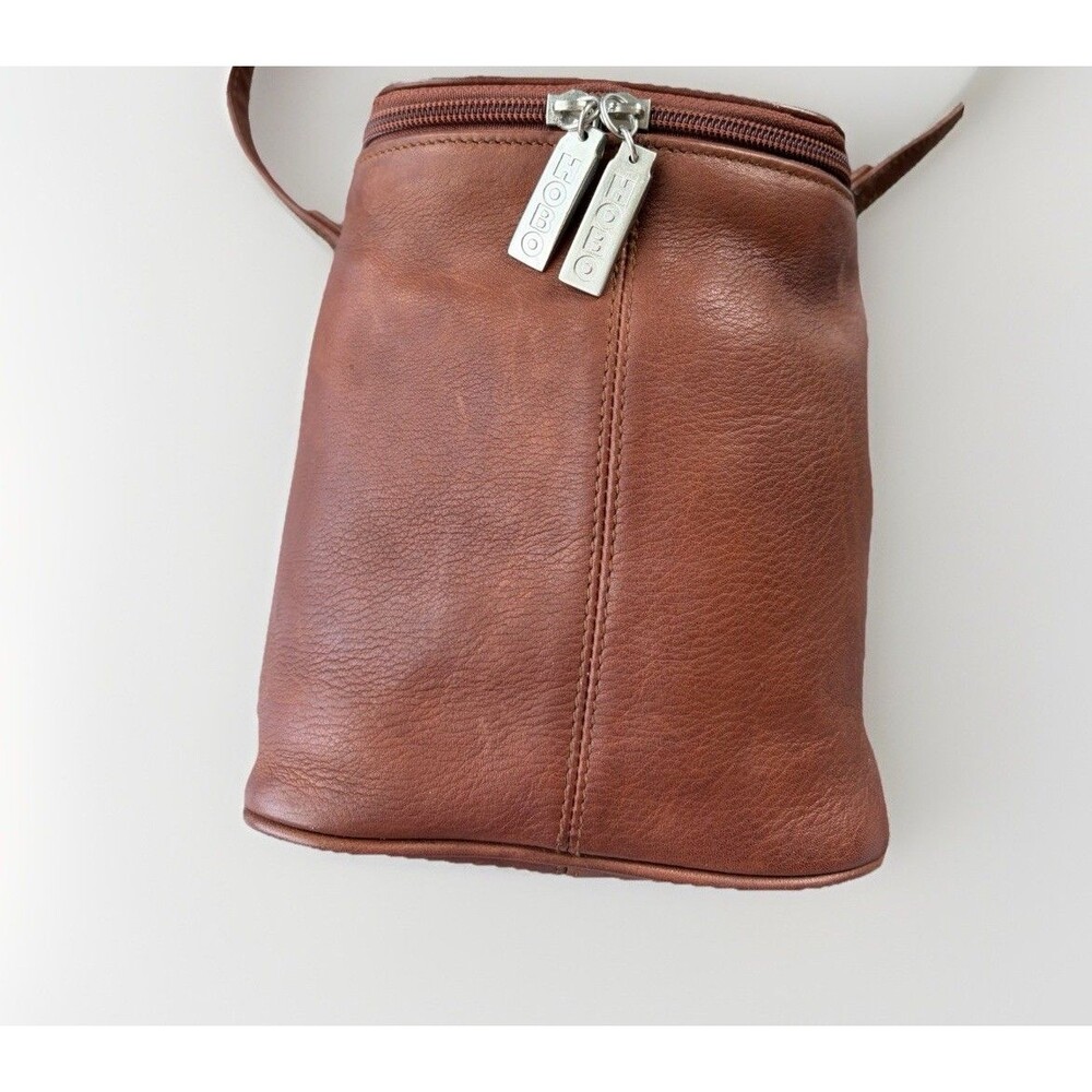 Hobo International Brown Leather Pouch Bag Purse Zip Boho Hippie Festival - Picture 9 of 9
